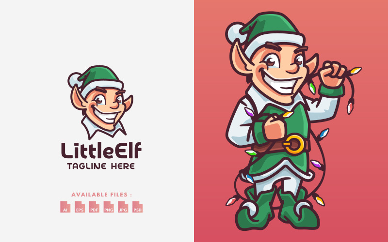 Friendly Little Elf Character Logo