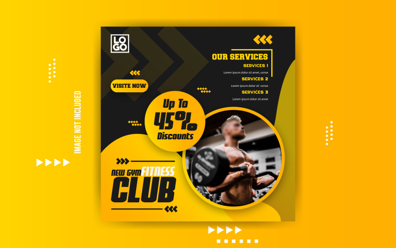 Nieuwe Gym Fitness Club Promotionele Social Media Banner