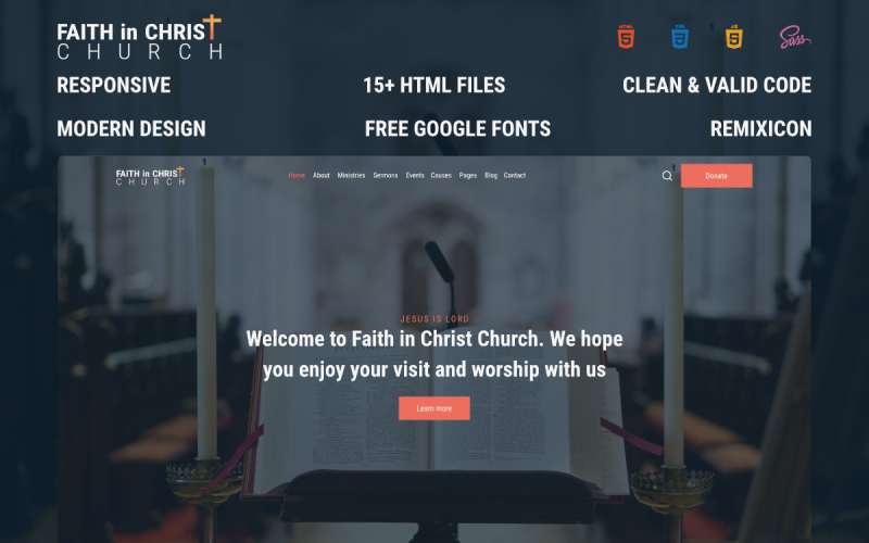 Faith in Christ Church – Free Modern Christian Church HTML Website Template