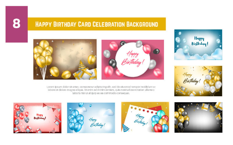 Ilustración de fondo de celebración de tarjeta de feliz cumpleaños 8