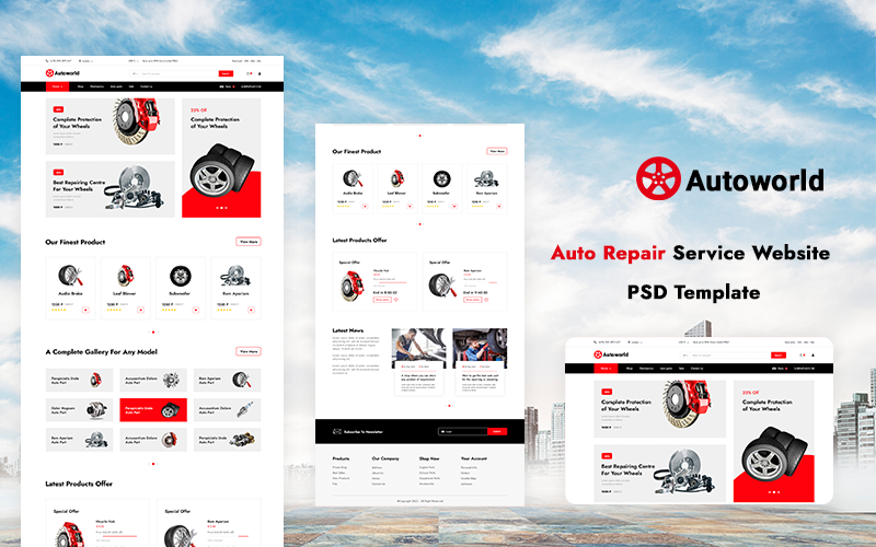 Modelo de PSD do site de serviço de conserto de automóveis