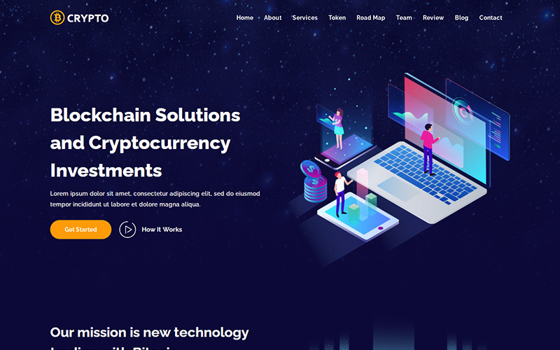 Crypto - šablona ICO a kryptoměna bitcoinu pro přistání