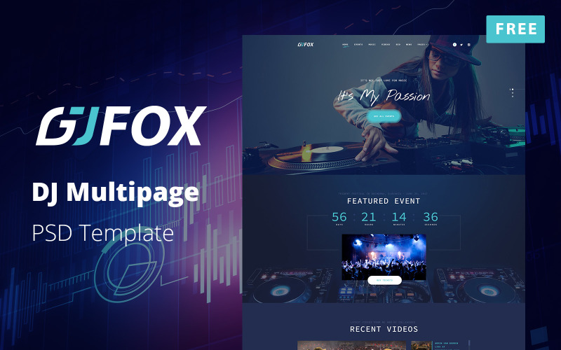 Ingyenes DJ többoldalas PSD sablon - DJ FOX