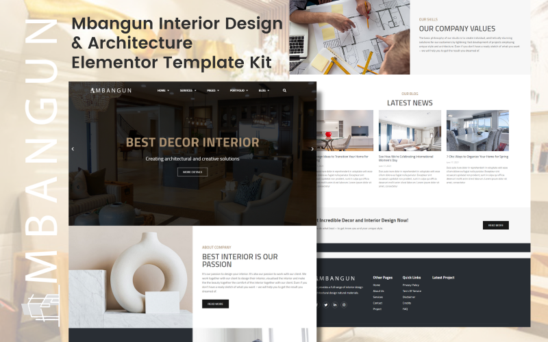 Mbangun - Interior Design & Architecture Elementor Template Kit