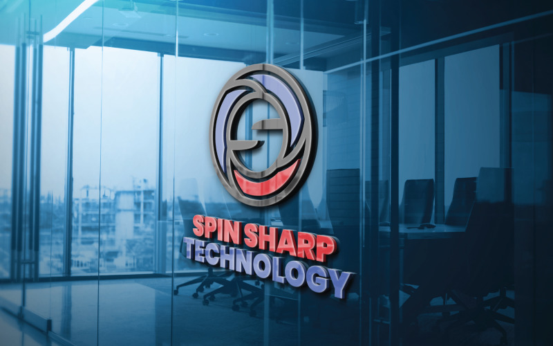 Modèle de logo de technologie Spin Sharp