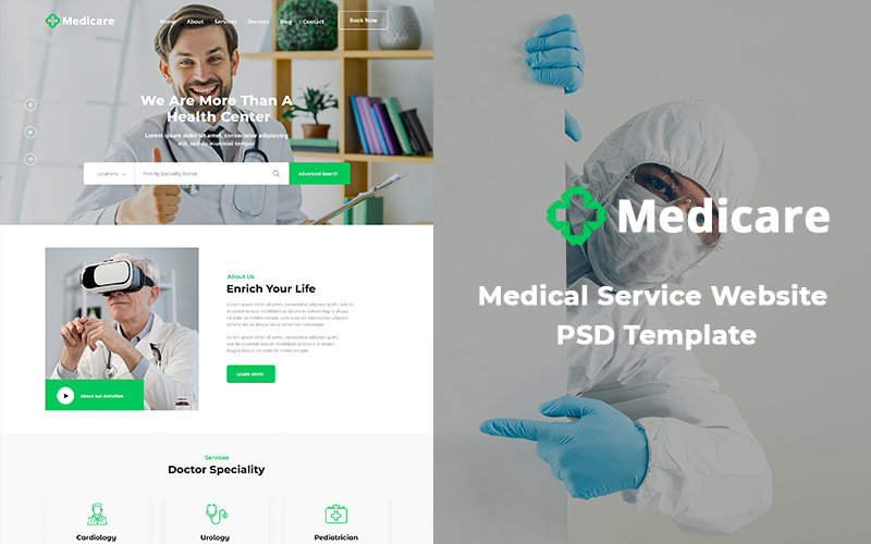PSD шаблон сайта медицинской службы Medicare