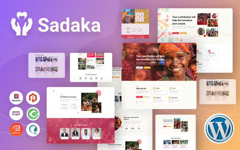 Sadaka - тема WordPress для благотворительности, пожертвований и сбора средств
