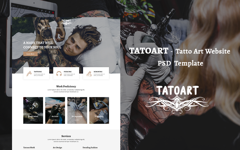 TATOART - Tatto konstwebbplats PSD-mall