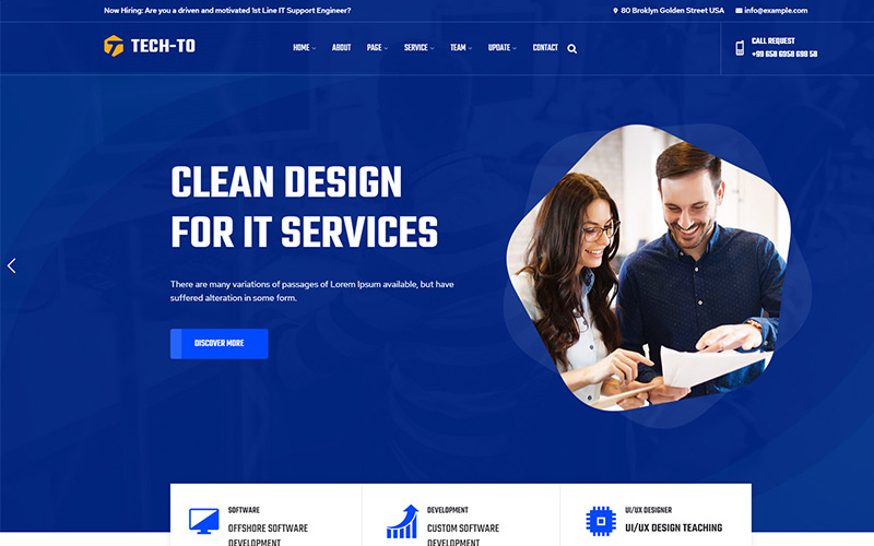 Techto - informatikai megoldásokra és technológiára érzékeny webhelysablon