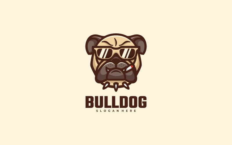 Logo de personnage de dessin animé bouledogue