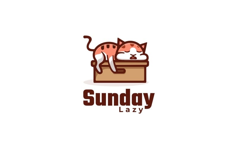 Szablon logo kreskówka leniwy kot