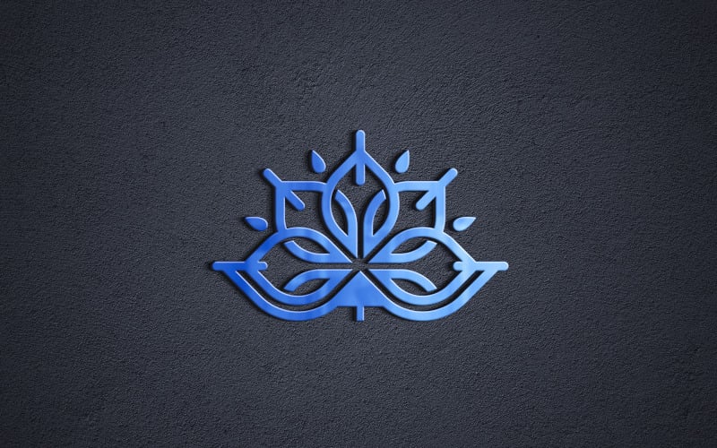 Glossy Logo Mockup on Blue Color With Black wall