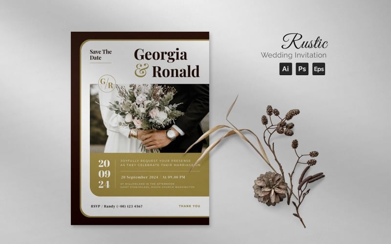 Invitación de boda rústica