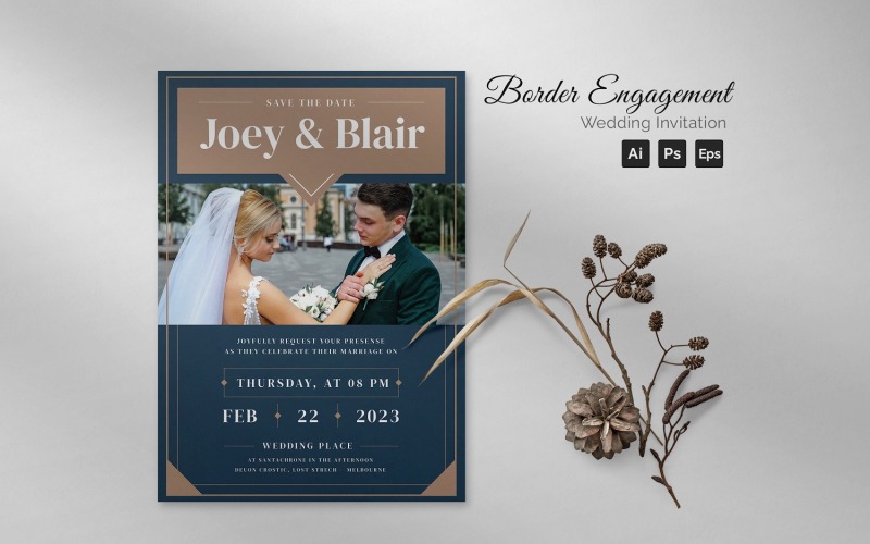 Invitation de mariage de fiançailles de frontière