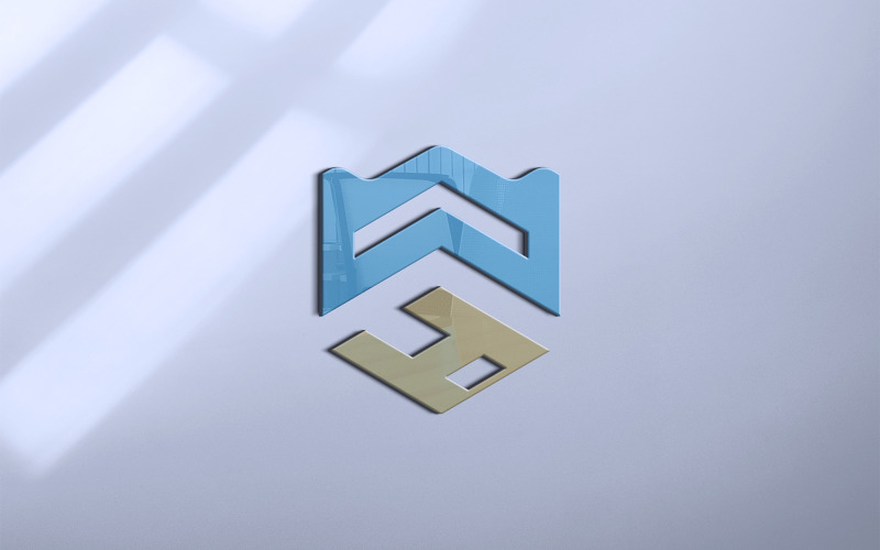 Parlak Logo Mockup 3D Işareti Beyaz Duvar Gölgeli