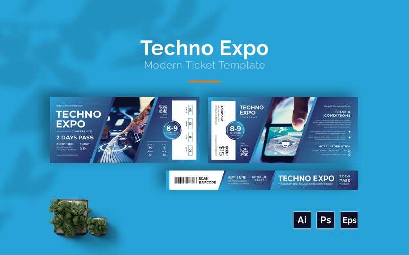 Plantilla de impresión de entradas para Techno Expo