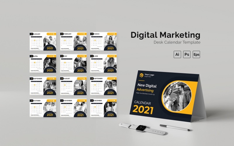 Calendario da tavolo di marketing digitale Digital