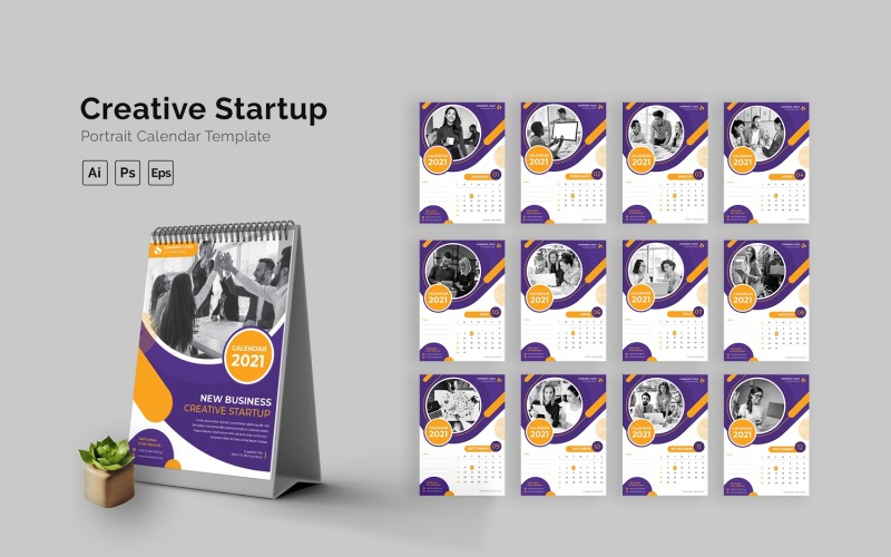 Creative Startup Calendar Portrait 188284 TemplateMonster