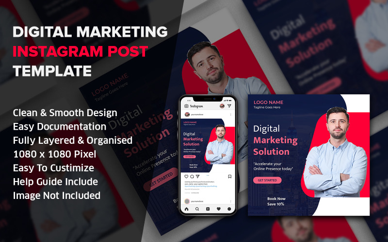 Digitális marketing ügynökség Social Media Post Design Template | Instagram