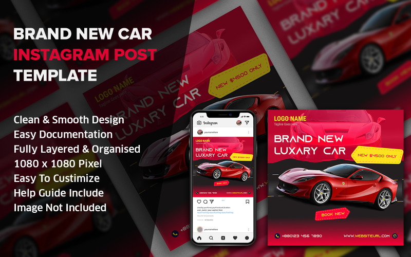 Modelo de design de postagem de mídia social de venda de carro | Instagram