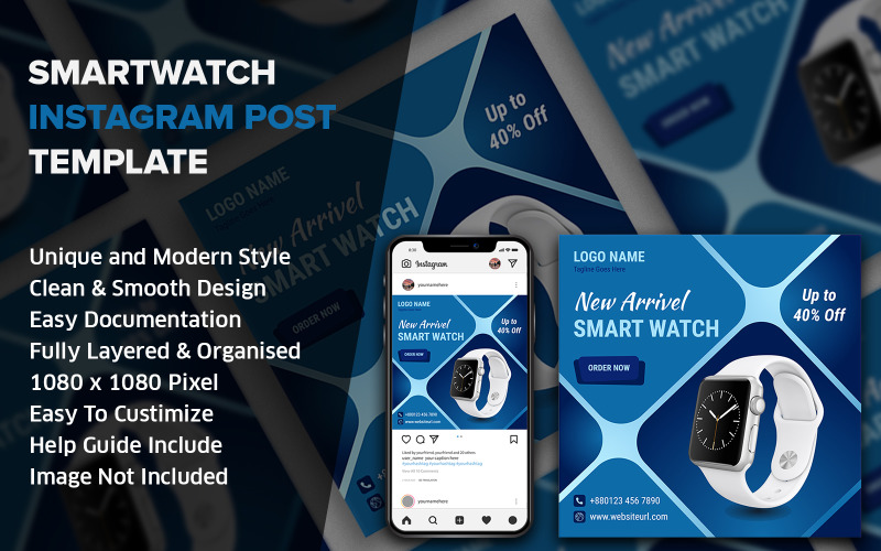 Smartwatch Social Media Post ontwerpsjabloon | Instagram