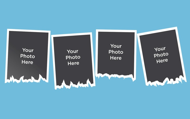 Cutted paper Photo Collage Template Mockup