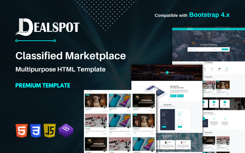 Dealspot - классифицированный адаптивный многоцелевой HTML-шаблон веб-сайта торговой площадки