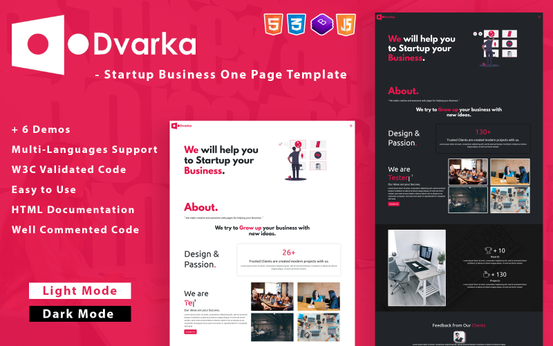 Dvarka - Startup Business One Page Bootstrap 5 Vorlagen