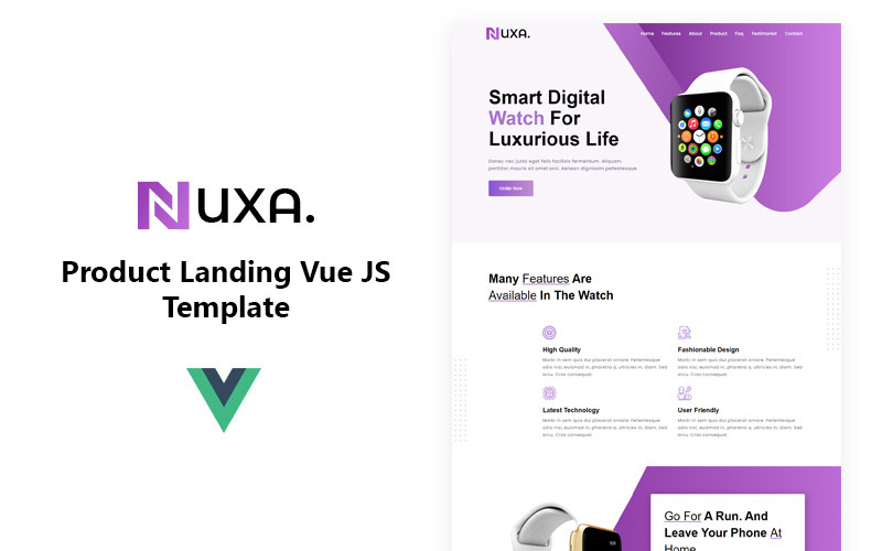 Nuxa - Product Landing Vue JS-sjabloon