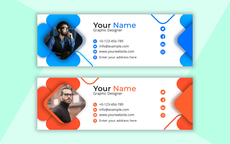 Corporate Professional Kreative und moderne E-Mail-Signatur-einfaches Design-Vorlage-Vektor-Design