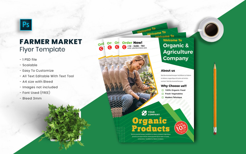 Farmer Market Flyer Template vol.29 #188565 - TemplateMonster