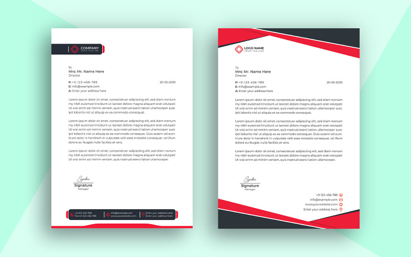 Företags brevhuvudmall Enkel design och design för vektorillustrationmall