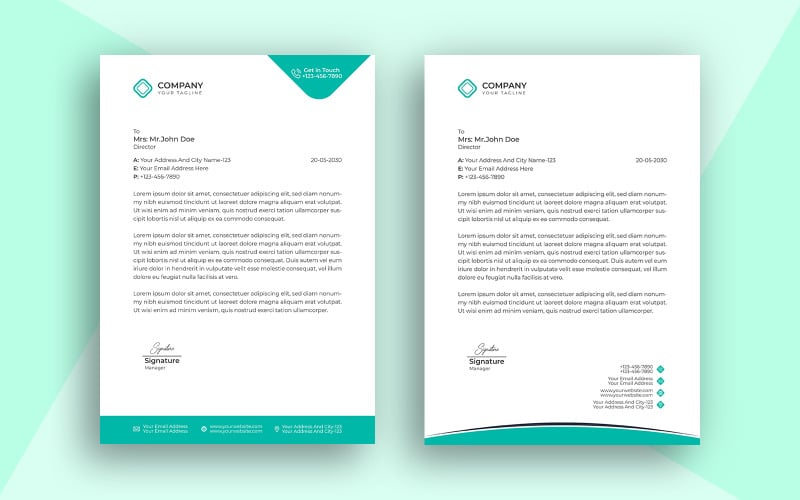 Корпоративный профессиональный деловой бланк простой дизайн шаблона