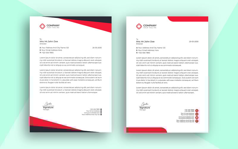 Letterhead Template Simple Design and Vector Design With Red Color
