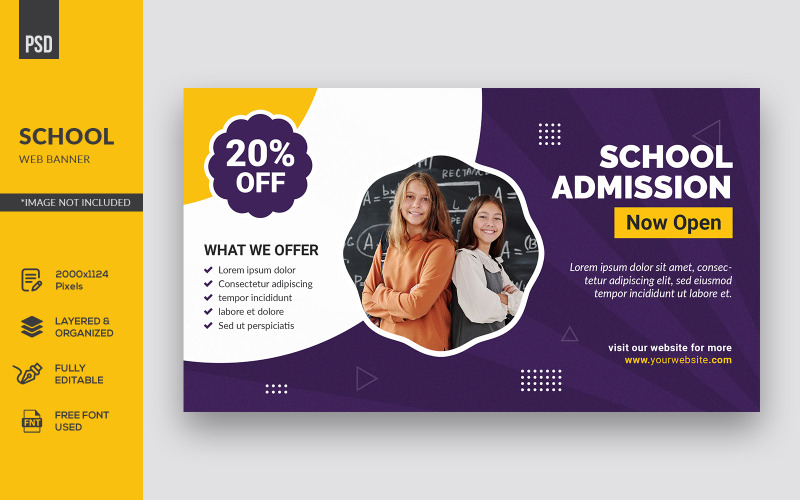 Шаблон фирменного стиля веб-баннера Creative School Education