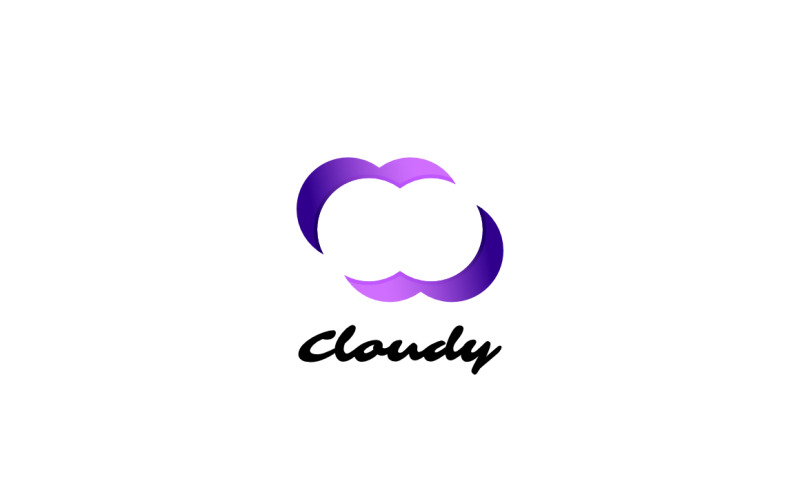 Cloud Data - conceito divertido de design de logotipo