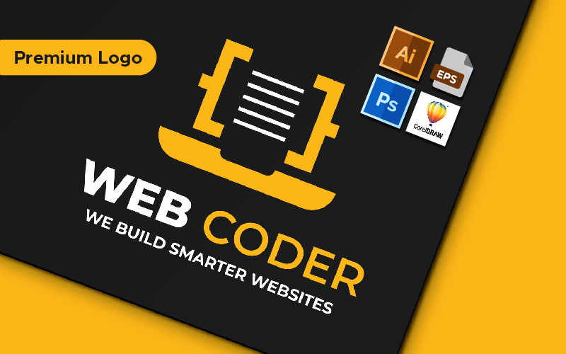 Мінімалістський шаблон логотипу веб-кодера