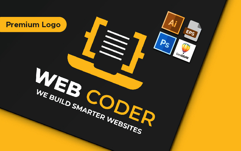 Modèle de logo minimaliste de codeur Web