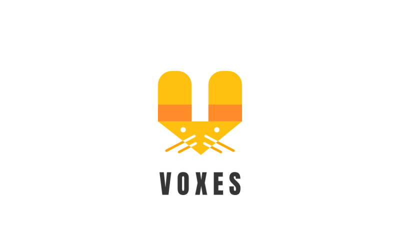Modello di concetto di design del logo V Fox