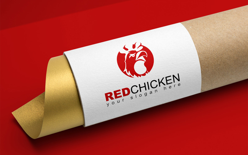 Modelo de design de logotipo de frango vermelho