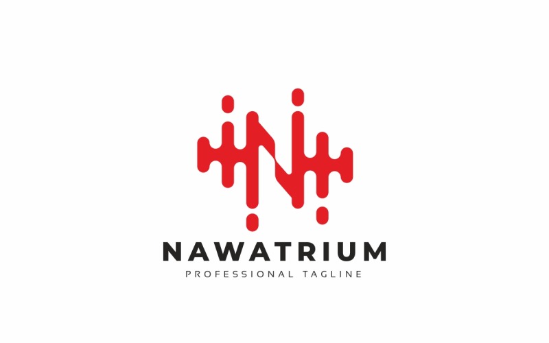 Nawatrium N Harfi Teknoloji Logo Şablonu