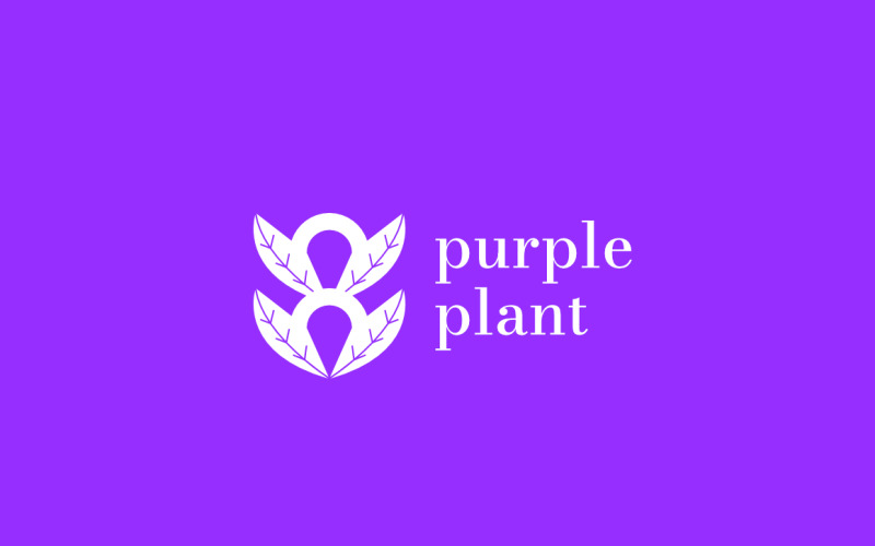 Paars plant logo ontwerpconcept