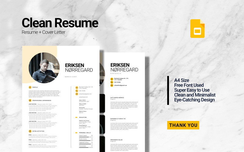 Clean Minimalist Curriculum Vitae - 简历谷歌幻灯片模板