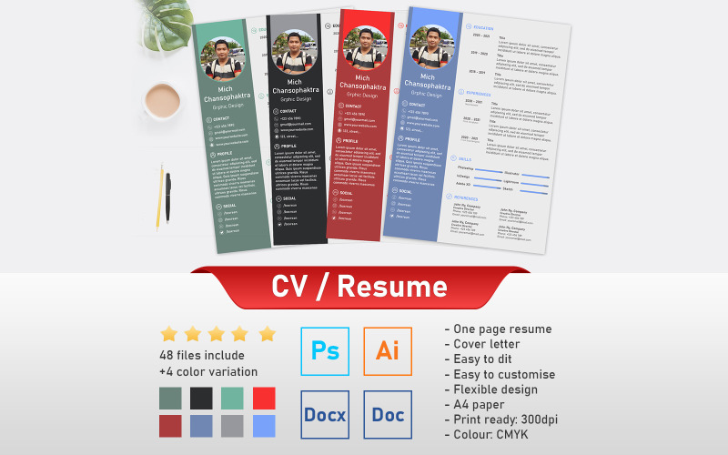 Professioneel CV CV Photoshop-sjabloon
