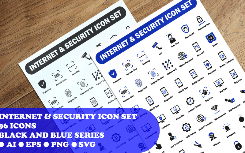 Vorlage für Internet und Sicherheit Icon Set