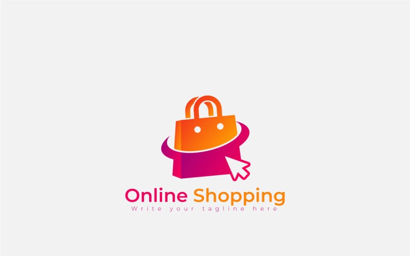 Alışveriş Çantası ve Fare İşaretçisi ile Online Alışveriş Logosu