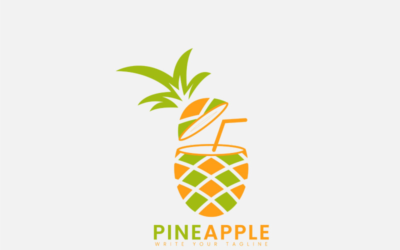 Concepto de logotipo de piña para jugo de piña