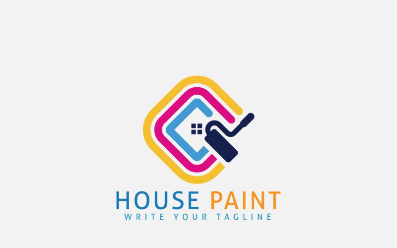 Concetto di logo immobiliare di pittura di casa per la riparazione di edifici