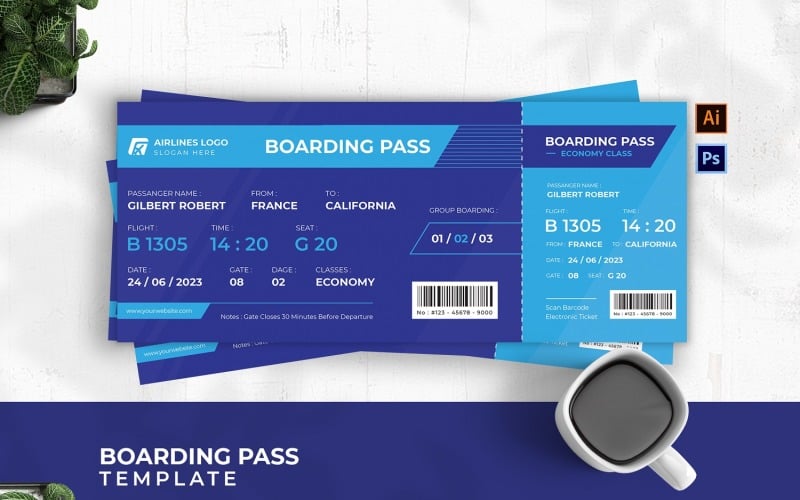 Modern Flight Boarding Pass