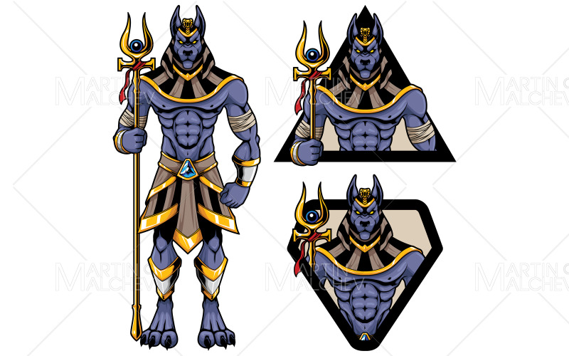 Anubis Bůh maskot vektorové ilustrace